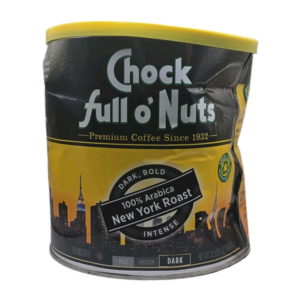 Chock Full o’Nuts NY Roast Coffee 30.5oz Dark Roast Ground Bold Intense Brew
